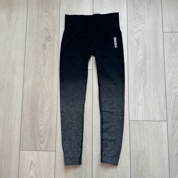 Gymshark Adapt black gray marl ombre logo seamless gym workout ankle leggings xs - Picture 2 of 6